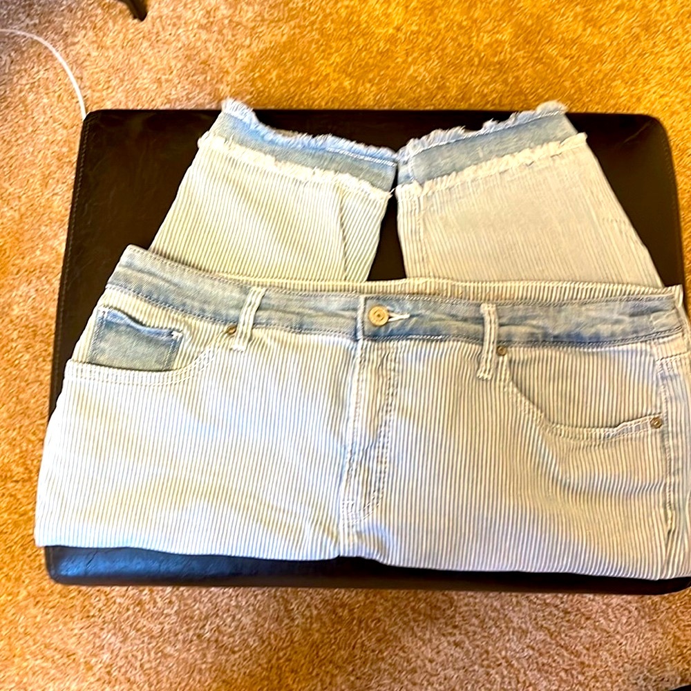 Chico’s 2.5 Girlfriend Striped Denim Ankle Pants